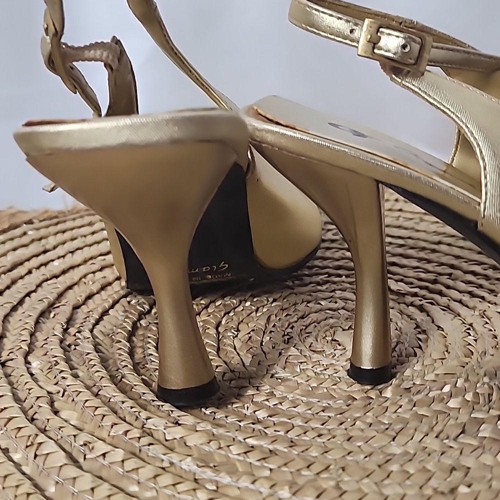 Vintage Gf Glamour Originals Gold Slingback Heels Size 8.5